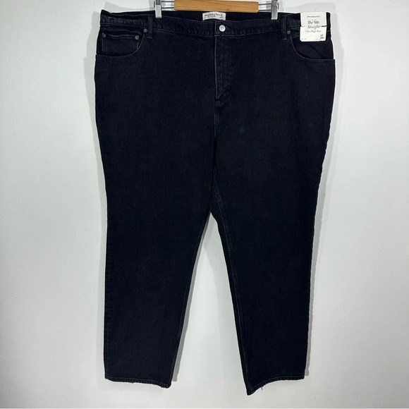 NWT Abercrombie and Fitch Black The ‘90s Straight Ultra High Rise Jeans - Picture 1 of 11